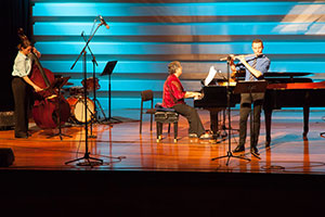 Margaret Brandman, James Mackay (flute) and Mary Rapp at Rhapsodies to Rhumbas concert 2013